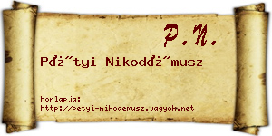 Pétyi Nikodémusz névjegykártya